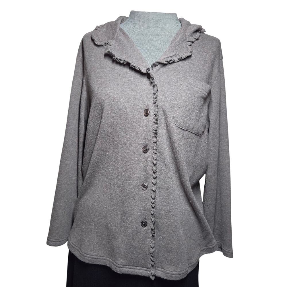 Brown Cotton Blend Button Up Top Size Small Petite